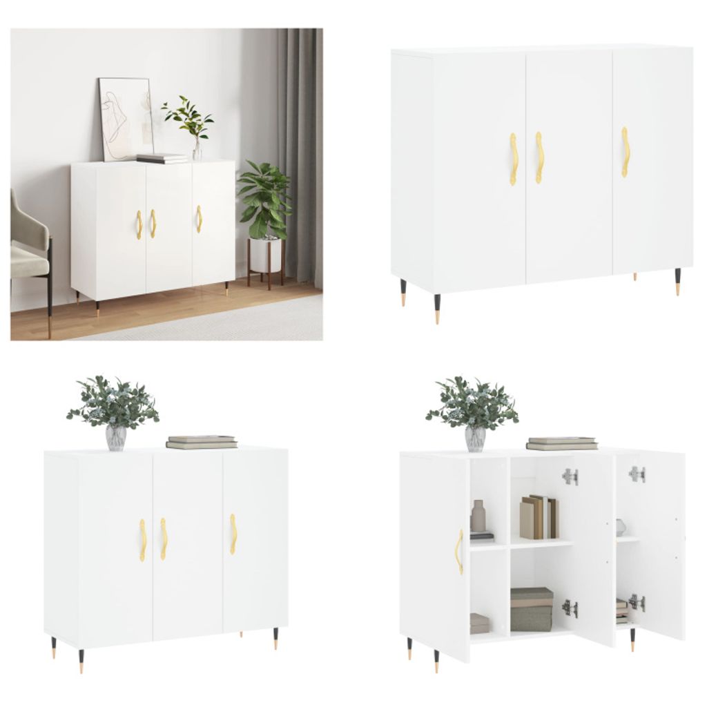vidaXL Sideboard Weiß 90x34x80 cm Holzwerkstoff - Sideboard - Sideboards - Schrank - Lagerschrank