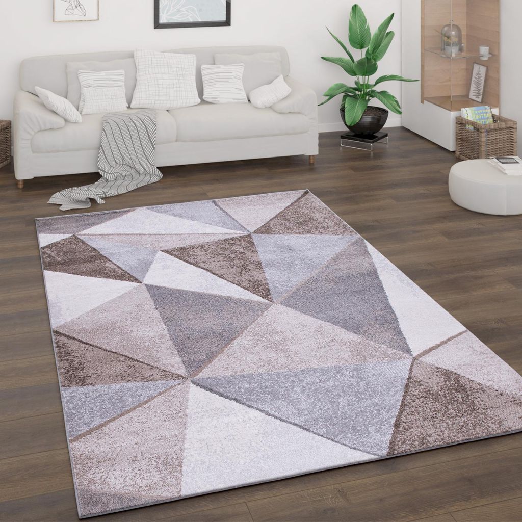 Tapis salon à poils courts vintage abstrait moderne Image du produit 