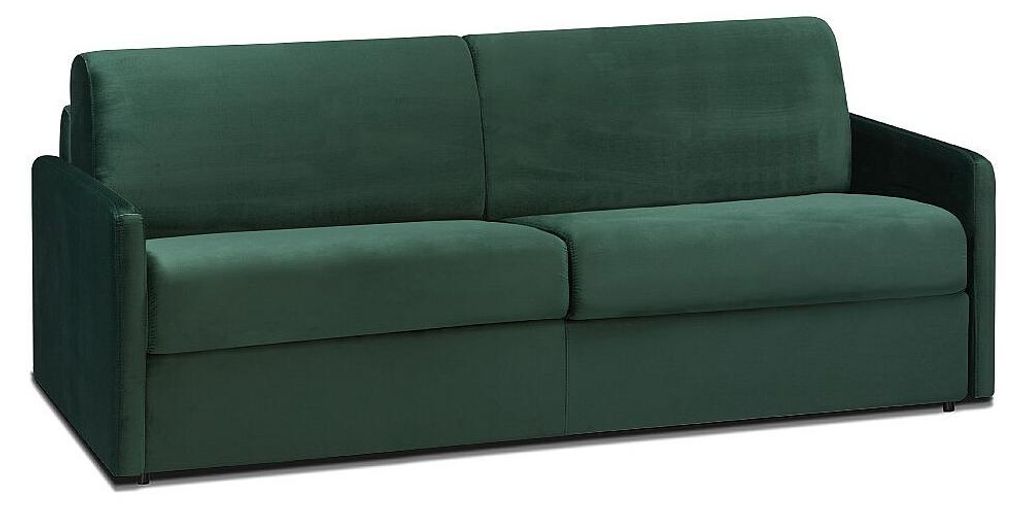 4-Sitzer-Express-Schlafsofa aus grünem Velours mit Sitzfläche aus Memory-Schaumstoff – Liegefläche 160 cm – Matratze 22 cm mit Sitzfläche a...