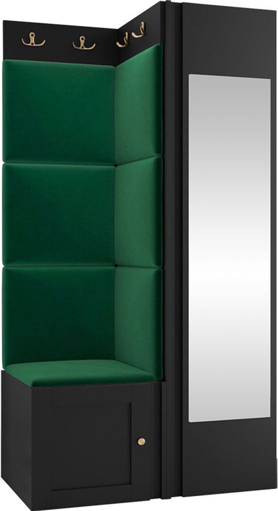 MIRJAN24 Garderoben-Set Orion Ramiro XXVI, Kleiderschrank, Schuhschrank, Kleiderhakenbrett, 7x Paneel 42x42, Spiegel, 6 Kleiderhaken, Metallgriffe ...