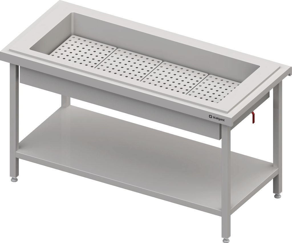 Neutralausgabe mit Eiswanne 4x GN1/1, 1570x750x880 mm, Edelstahlabdeckung