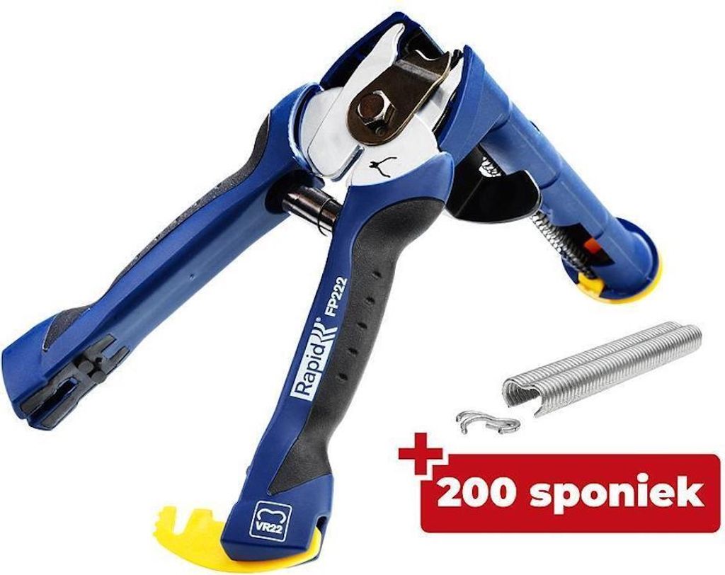 PROREGAL Klammern FP222-Zange, Set 200 Schnallen, Schnallenstopfen, Swap, Mesh und Zaun mit Tank, Krawattennetz, Draht, Schnalle 5-11mm Rapid VR22