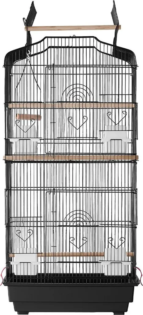 Cage suspendue 39 pouces robuste en métal noir pour petits perroquets