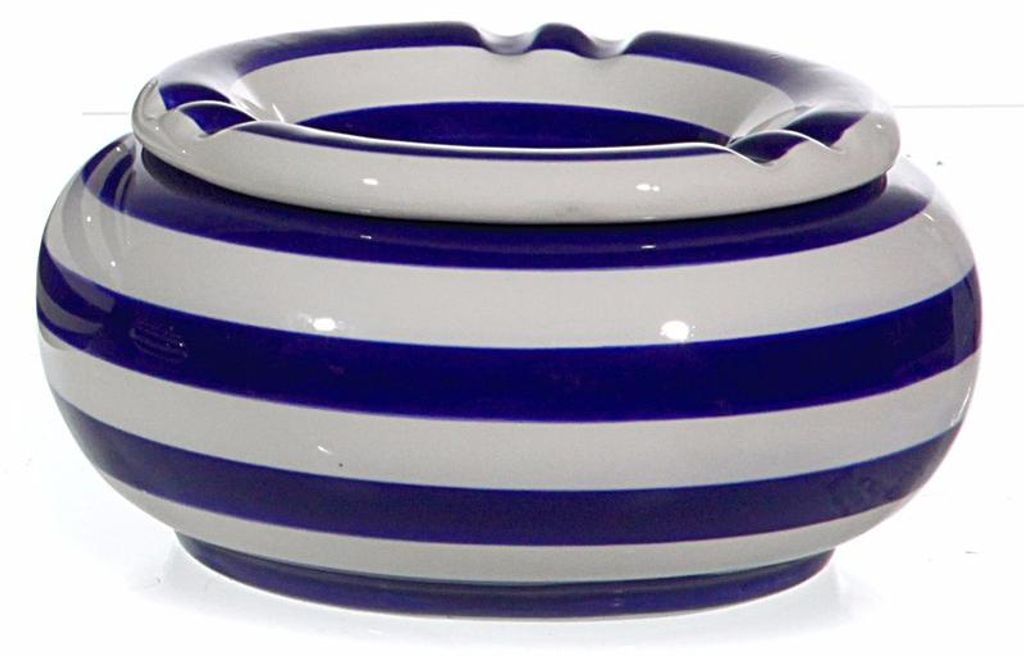 Terrassen-Aschenbecher - blau/weis - Keramik 13 cm - innen Produktbild 