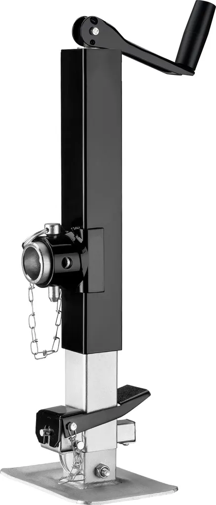 Gamba di sostegno Wiltec 900 kg con supporto per tubo, supporto per rimorchio regolabile in altezza con pedale, supporto di parcheggio per roulotte e rimorchi, supporto per roulotte con perno di bloccaggio