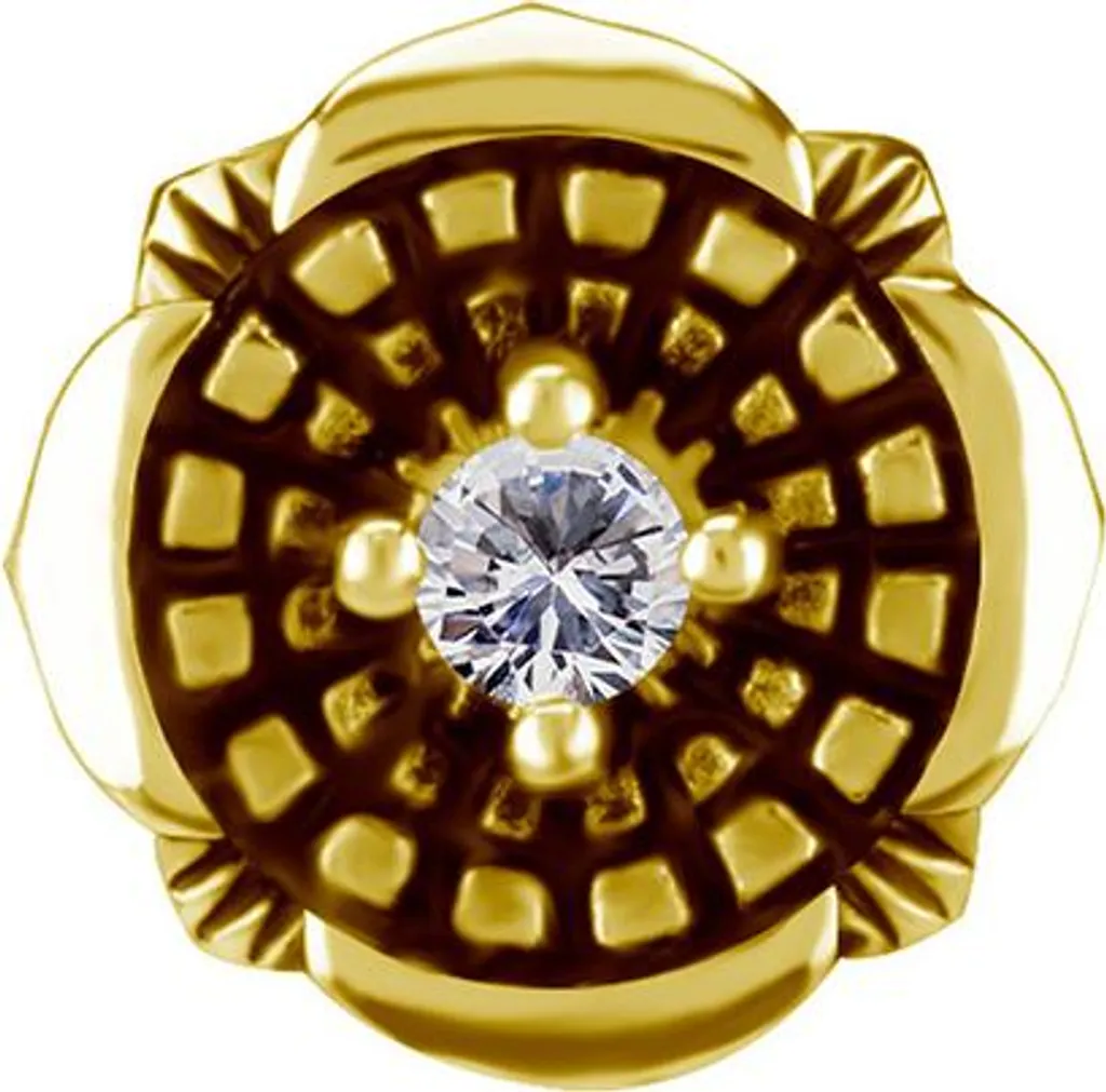 Rivet doré à emboîter 5 mm avec zircone blanche pour cuir - Lot de 10