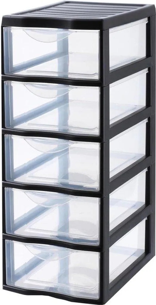 Meuble de rangement A4 à tiroirs en plastique noir compact pour maison