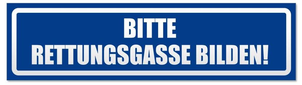 Kiwistar - Autoaufkleber - Verkehrsblau - 30 x 8 cm - Bitte Rettungsgasse bilden invertiert - Hinweis Aufkleber Sticker für Auto, Kfz, Fahrrad, PK...