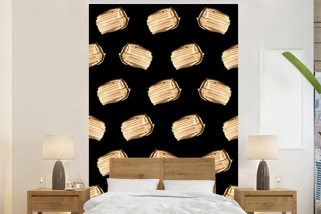 MuchoWow Fototapete für Wohnzimmer oder Schlafzimmer Wandtapete Vinyl Motivtapete Farbe - Gold - Muster - 145x220 cm - Wanddekoration