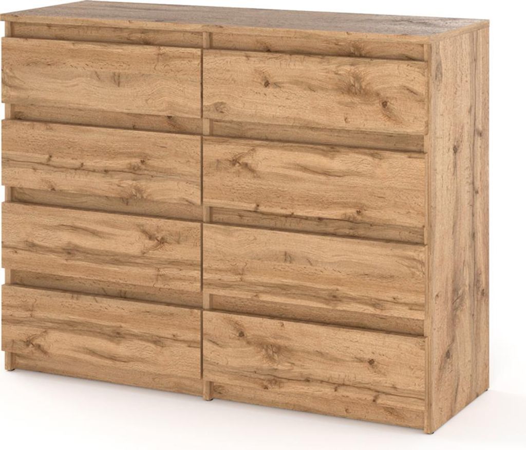 Komoda Drewniana 8 Szuflad Dąb Wotan Hugo 120Cm Pojemna Zdjęcie produktu 