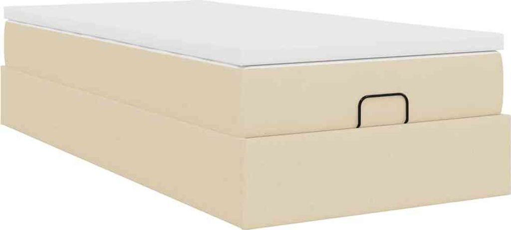 Ottoman-Bett mit Matratze Creme 90x190 cm Stoff