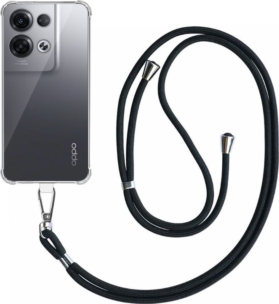 Handyhülle geeignet für Oppo Reno 8 Pro Plus 5G Transparent Stoßfest mit abnehmbarem Universal Telefonkabel - Backcover Case Silikon ShockProof ...