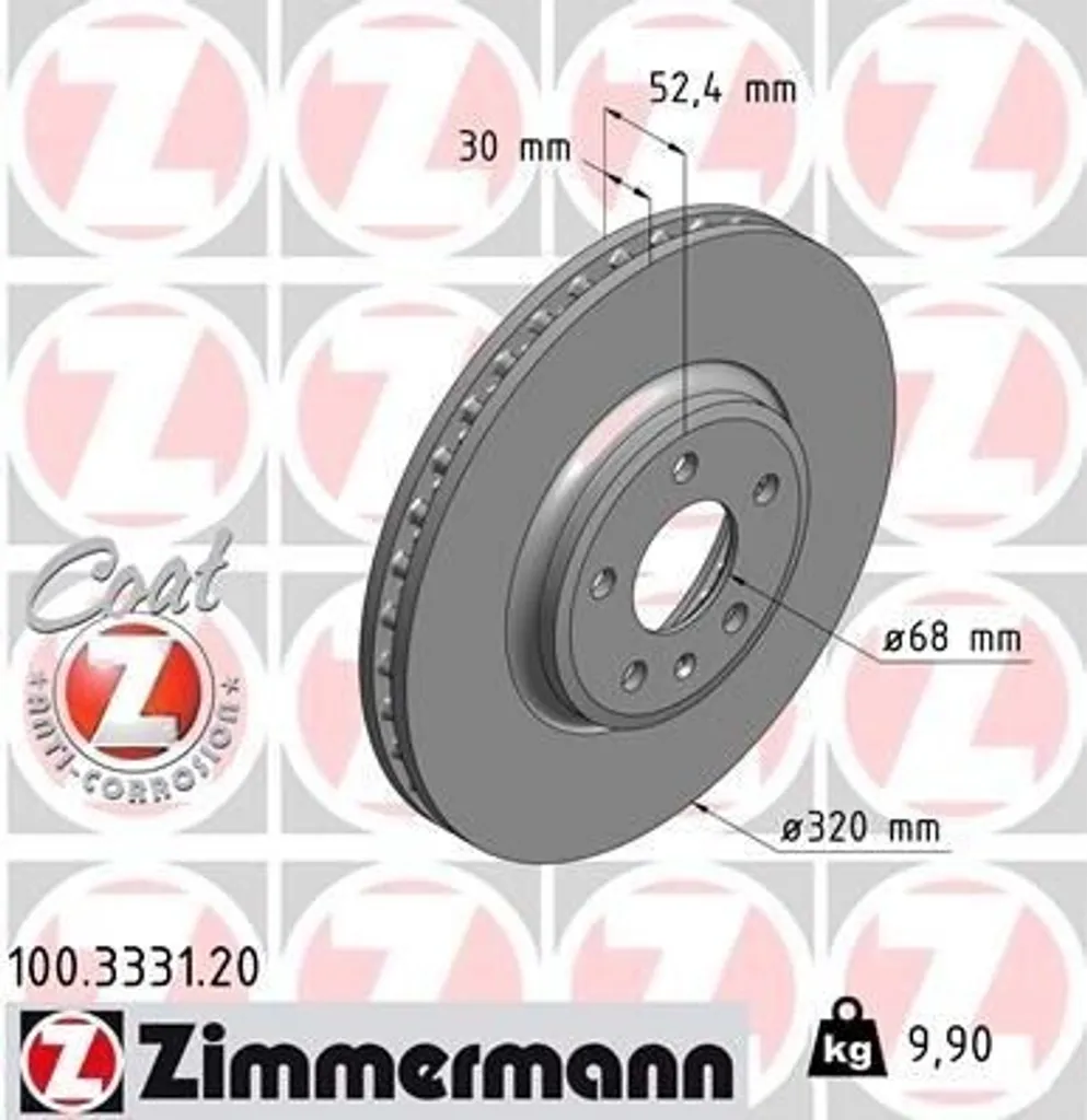 Disque de frein anti-vibration Zimmermann 100.3331.20 pour Audi Q5
