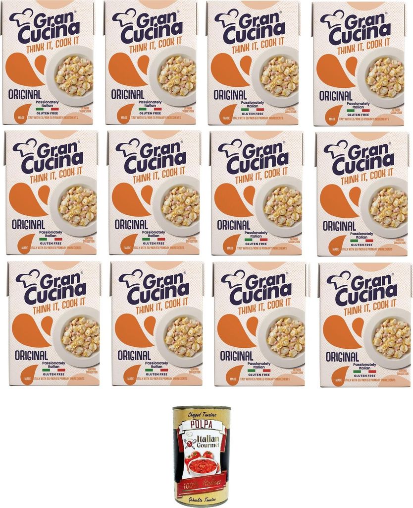 12x Gran Cucina Crema per Cucinare,Creme auf Pflanzlicher Basis,Sauce zum Kochen Ohne Palmöl,Glutenfrei 200g + Italian Gourmet Polpa di Pomodoro 4...