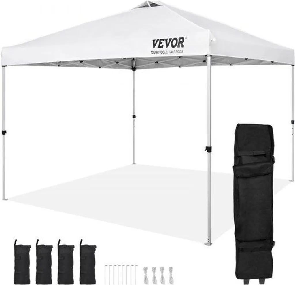 Tente pop-up 3x3m argentée - Tonnelle pliante pour 6 à 8 personnes