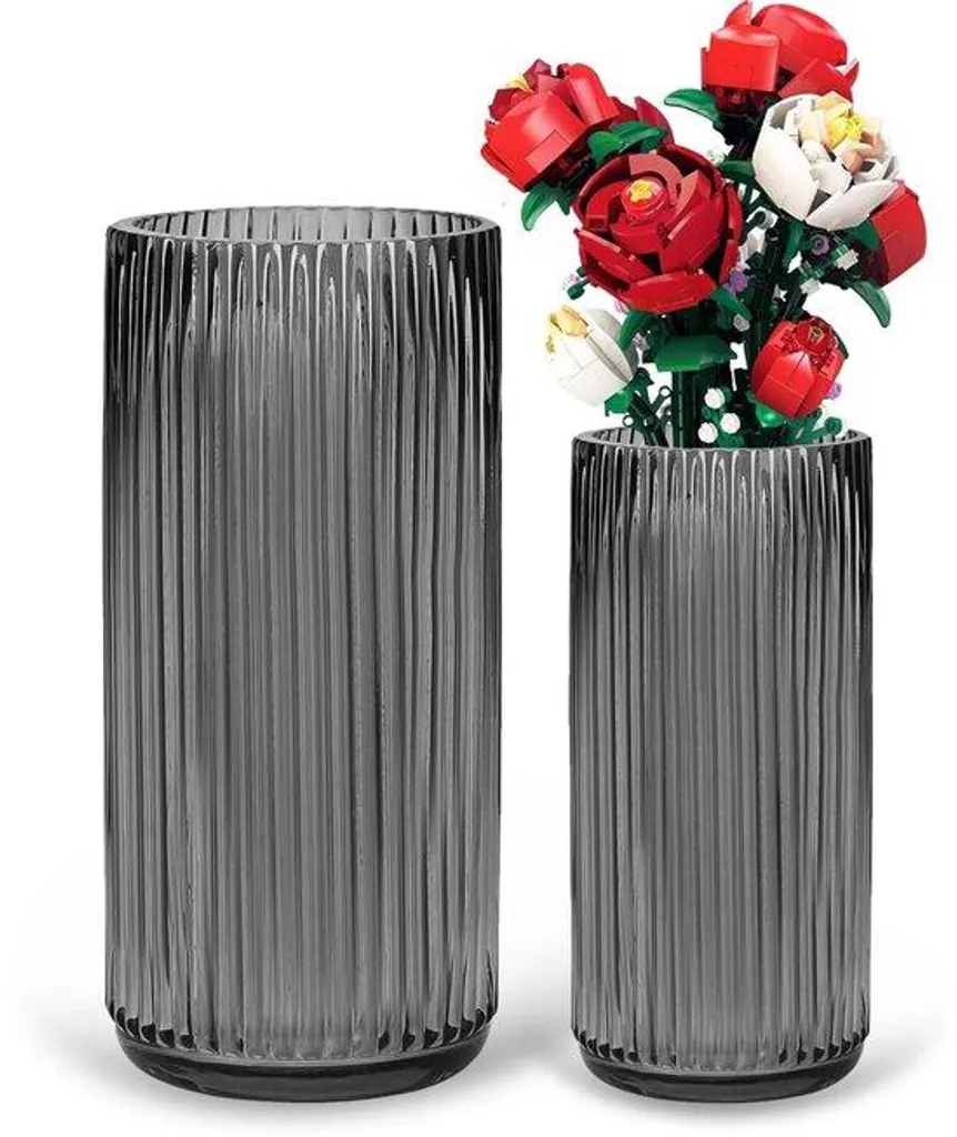 Vase cylindrique en verre gris de 19,5 cm - Décoration moderne minimaliste