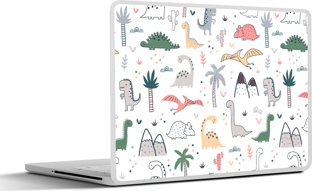 MuchoWow Laptop Aufkleber Sticker Cover Muster - Dino - Baum - Jungen - Kinder - Kinder 32.5x23.5 cm - Sticker für Laptop - Selbstklebend