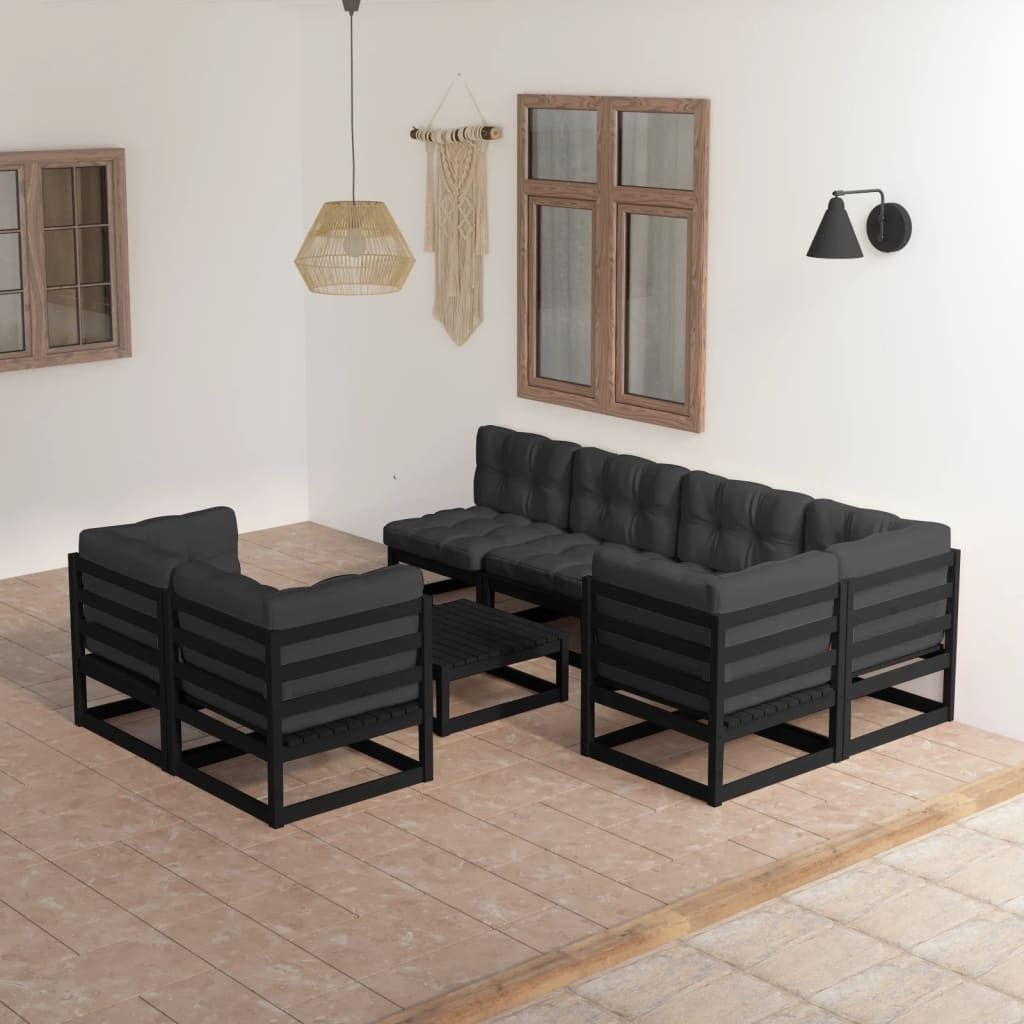 8-tlg. Garten-Lounge-Set mit Kissen Massivholz Kiefer 3076703