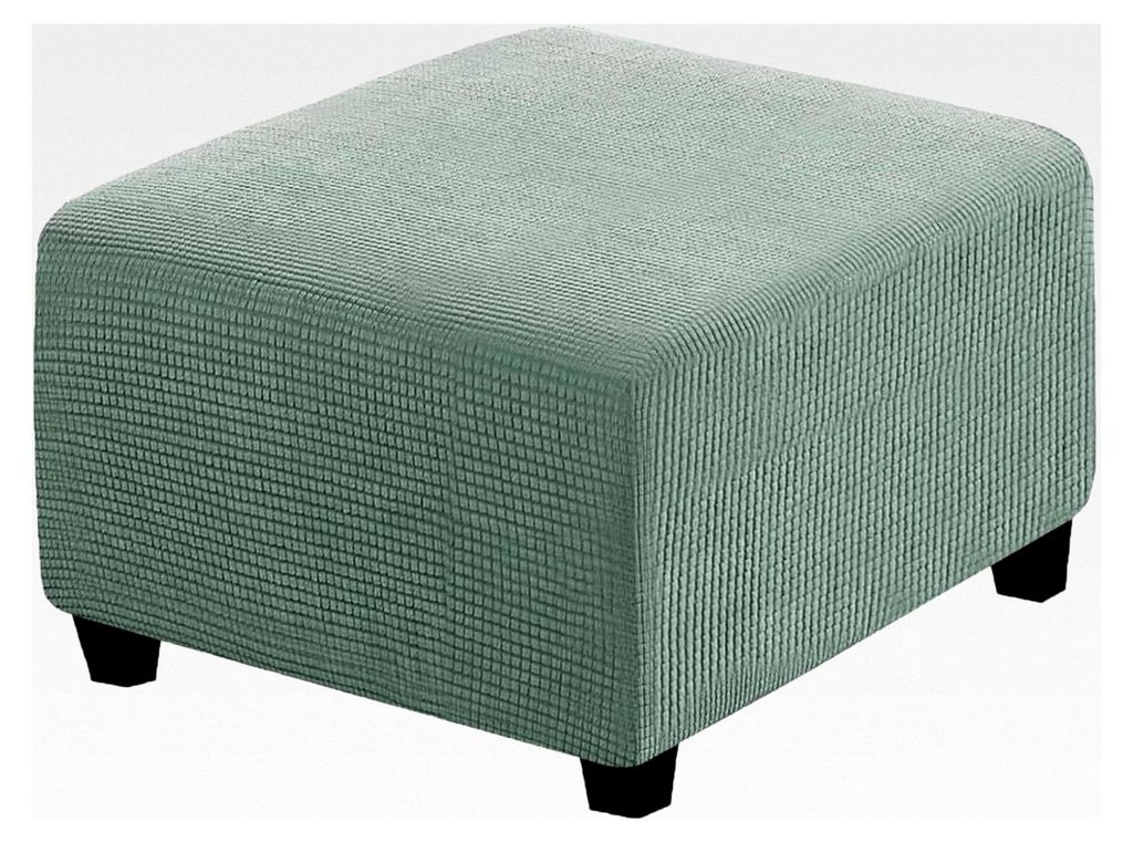 Quadratische Ottomanenbezüge, Dehnbarer Abnehmbarer Jacquard-Stoffbezug Waschbar, Weicher Schutzbezug für Ottomanen mit Elastischem Boden (Grau-G...