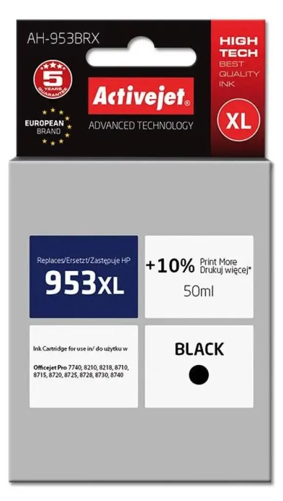 Cartouche d'encre Activejet AH-953BRX noire compatible HP 953XL 50ml