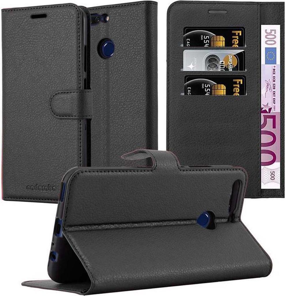 Cadorabo Hülle für Honor V9 Schutz Hülle in Schwarz Handyhülle Etui Case Cover Magnetverschluss