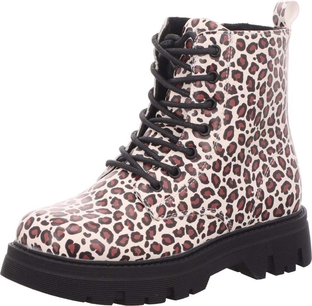 girlZ onlY Kinder-Mädchen-Schnürstiefel gefüttert Beige-Schwarz-Mehrfarbig, Farbe:beige/schlamm, EU Größe:33