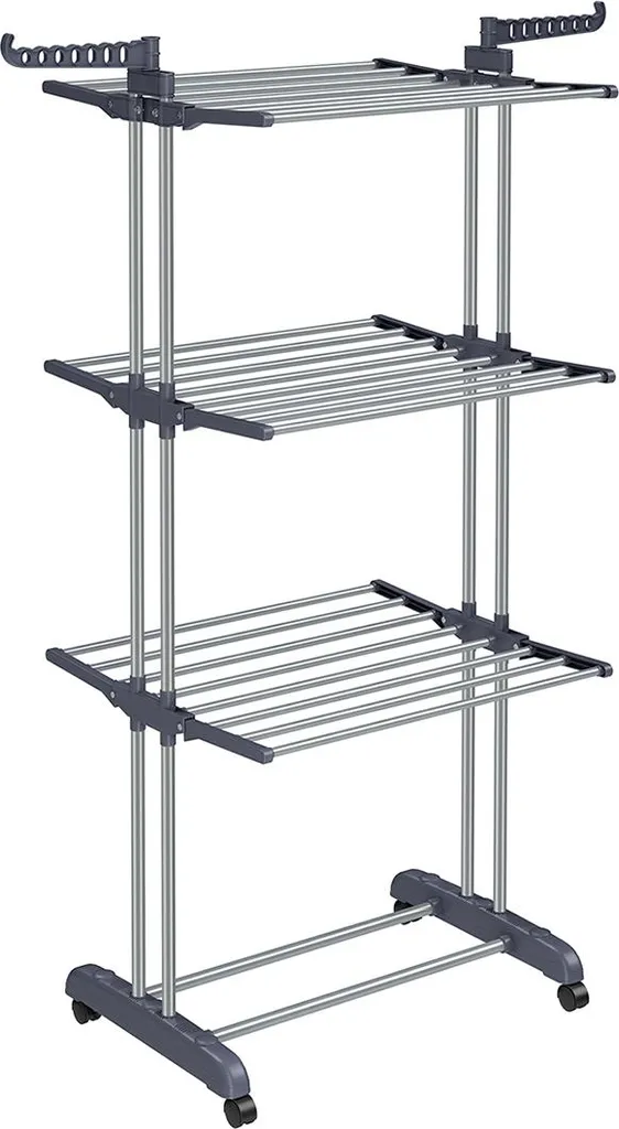 Porte-manteau multi-niveaux gris idéal pour optimiser le séchage intérieur