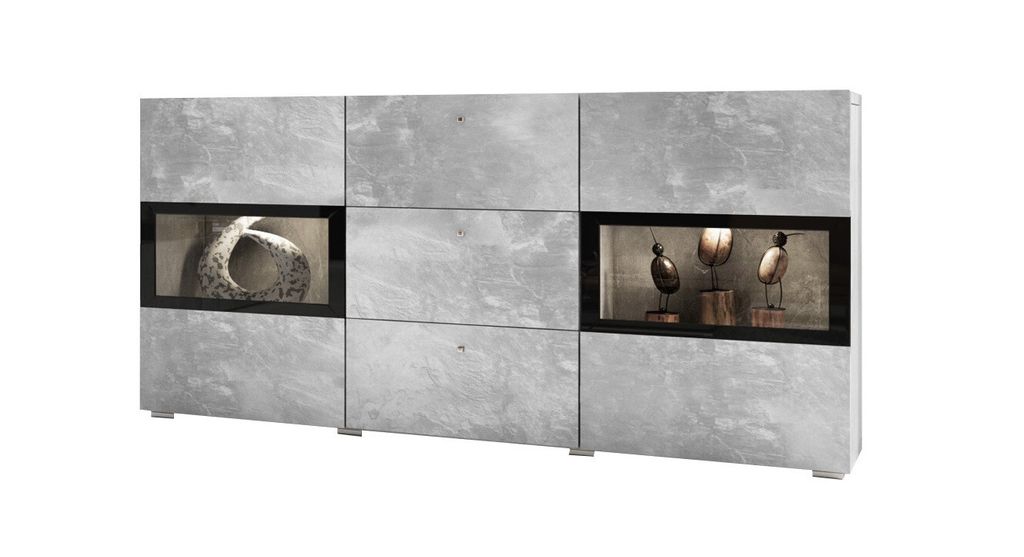 Komoda BAROS 2D3S 132 jasny beton Zdjęcie produktu 