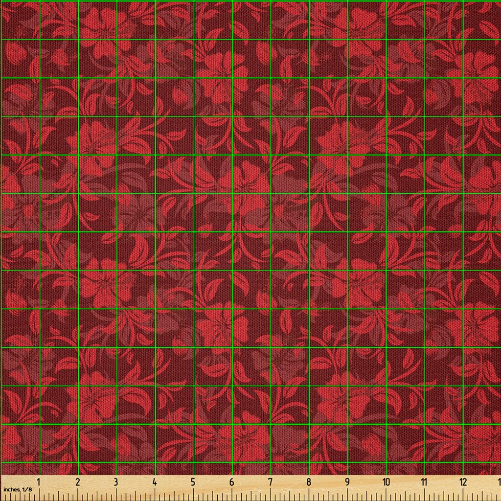 ABAKUHAUS Blume Microfaser Stoff als Meterware , Blumendetails mit Blättern wirbelt romantischen lebendigen lebendigen Muster Kunstdruck, 5 M (230...