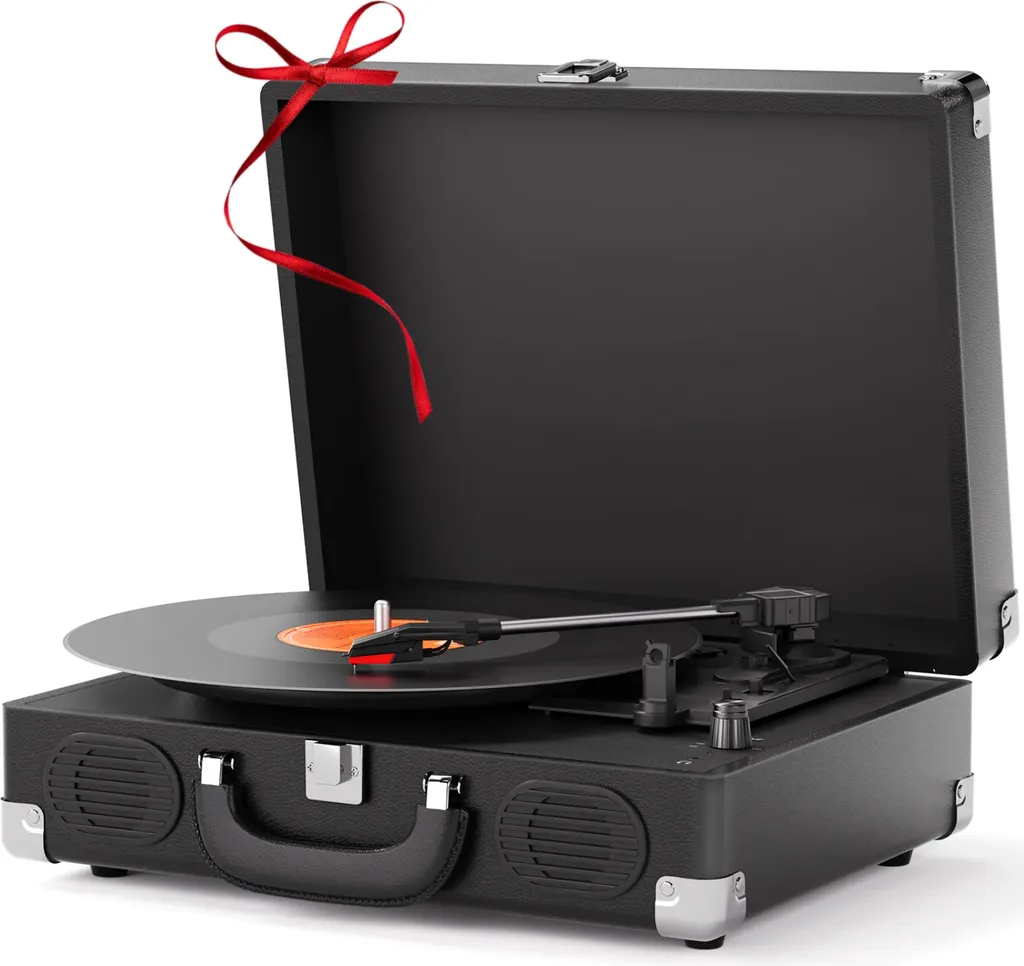 Lettore Dischi Professionale Nero - Bluetooth, AUX, Design Rimovibile