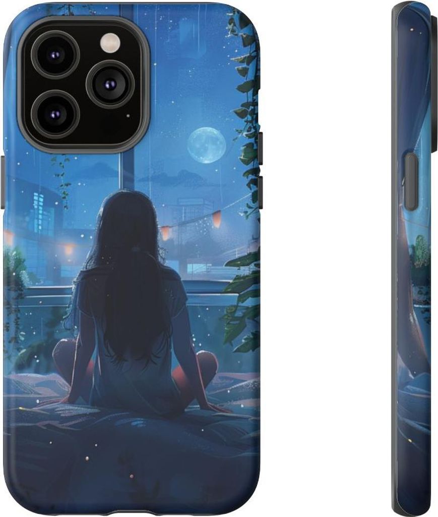 Mädchen im Mondschein am Fenster – Hülle Kompatibel mit iPhone 14 Pro Max