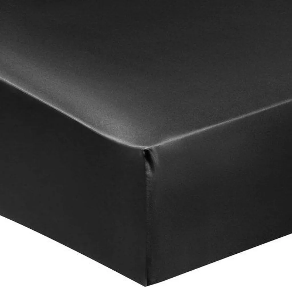 Drap housse 160x200 satin noir pour literie de luxe et confort chic