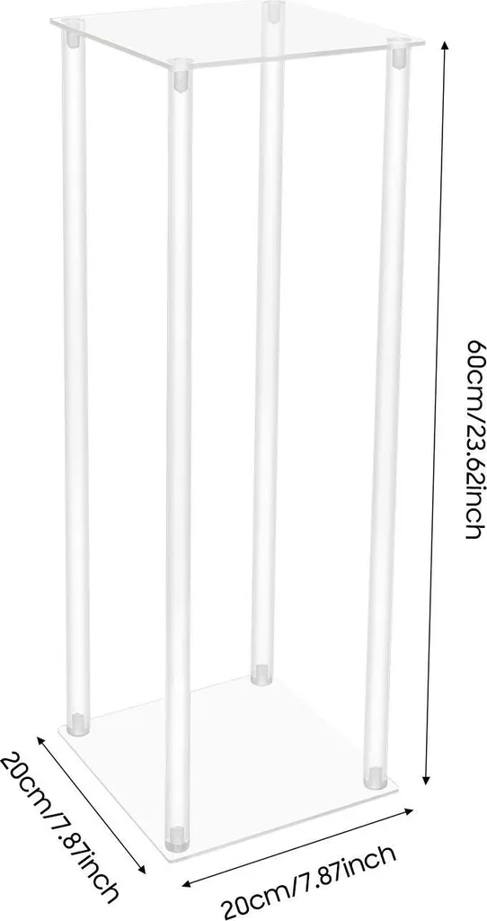 Porte-fleurs géométrique acrylique transparent 60 cm - Support centre de table