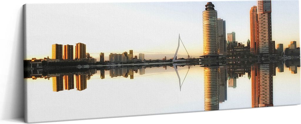 Stadt am Fluss – Leinwandbild Wandbild – 125x50 cm – Leinwandbilder – Wandbilder – Schlafzimmer – Flur