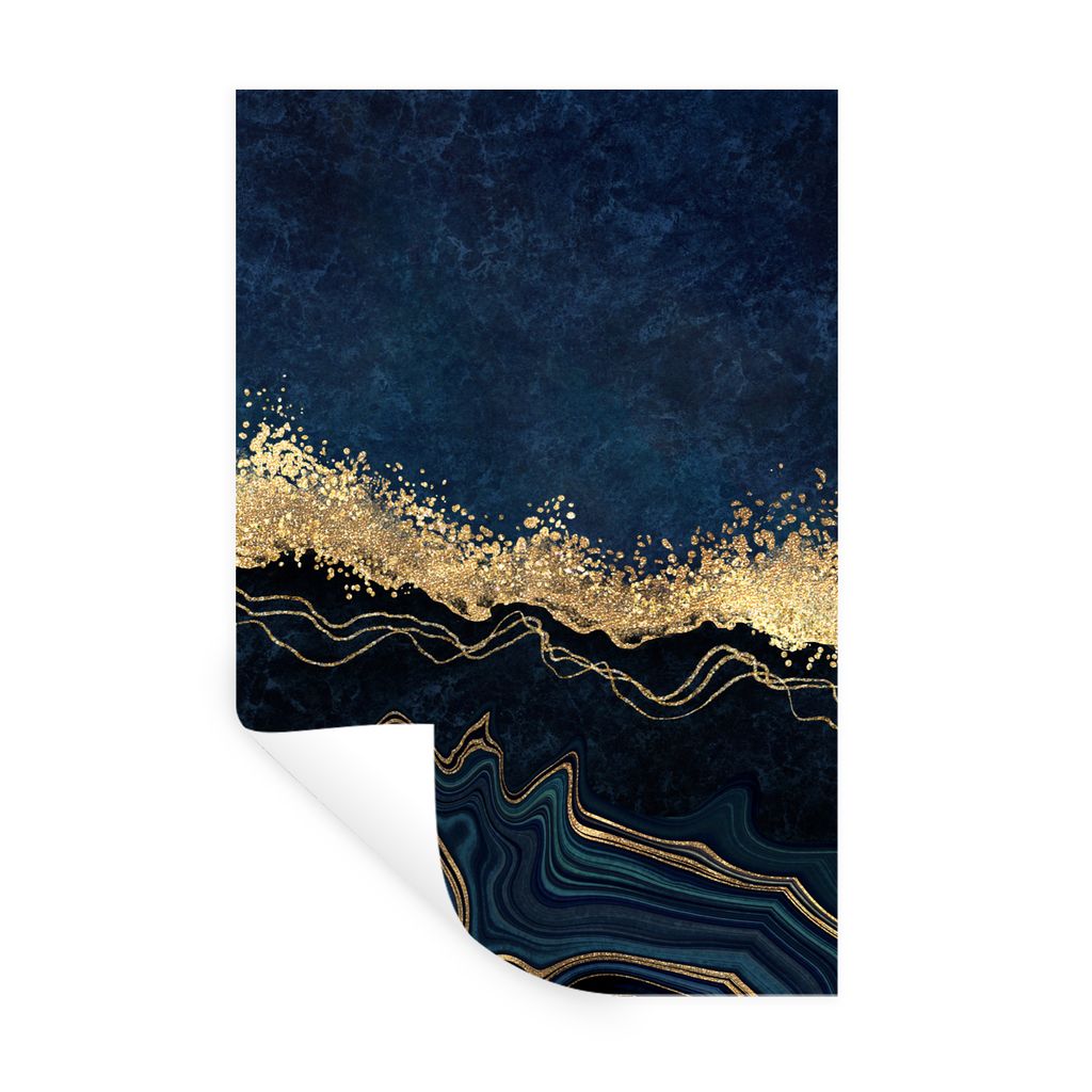 MuchoWow Wandtattoo Wandsticker Wandaufkleber Marmor - Textur - Gold - Illustration 40x60 cm Selbstklebend und Repositionierbar - Wierderverwendb...