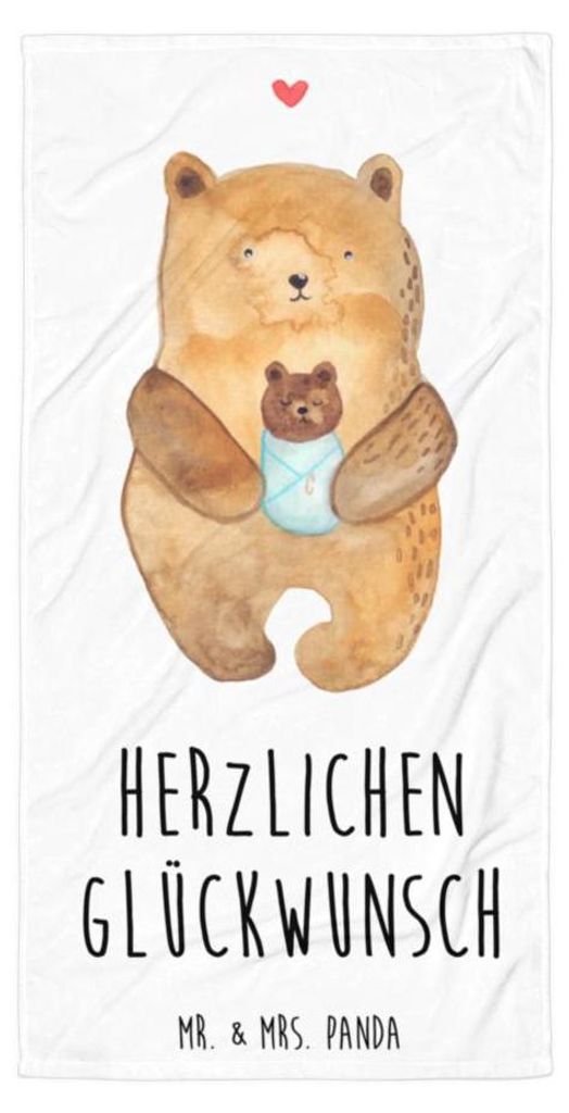 Mr. & Mrs. Panda Badelaken Bär Baby - Weiß - Geschenk, Badehandtuch, Strandtuch, Handtuch, Baumwollhandtuch, Geburtstag, Großes, Mutter, Eltern,...