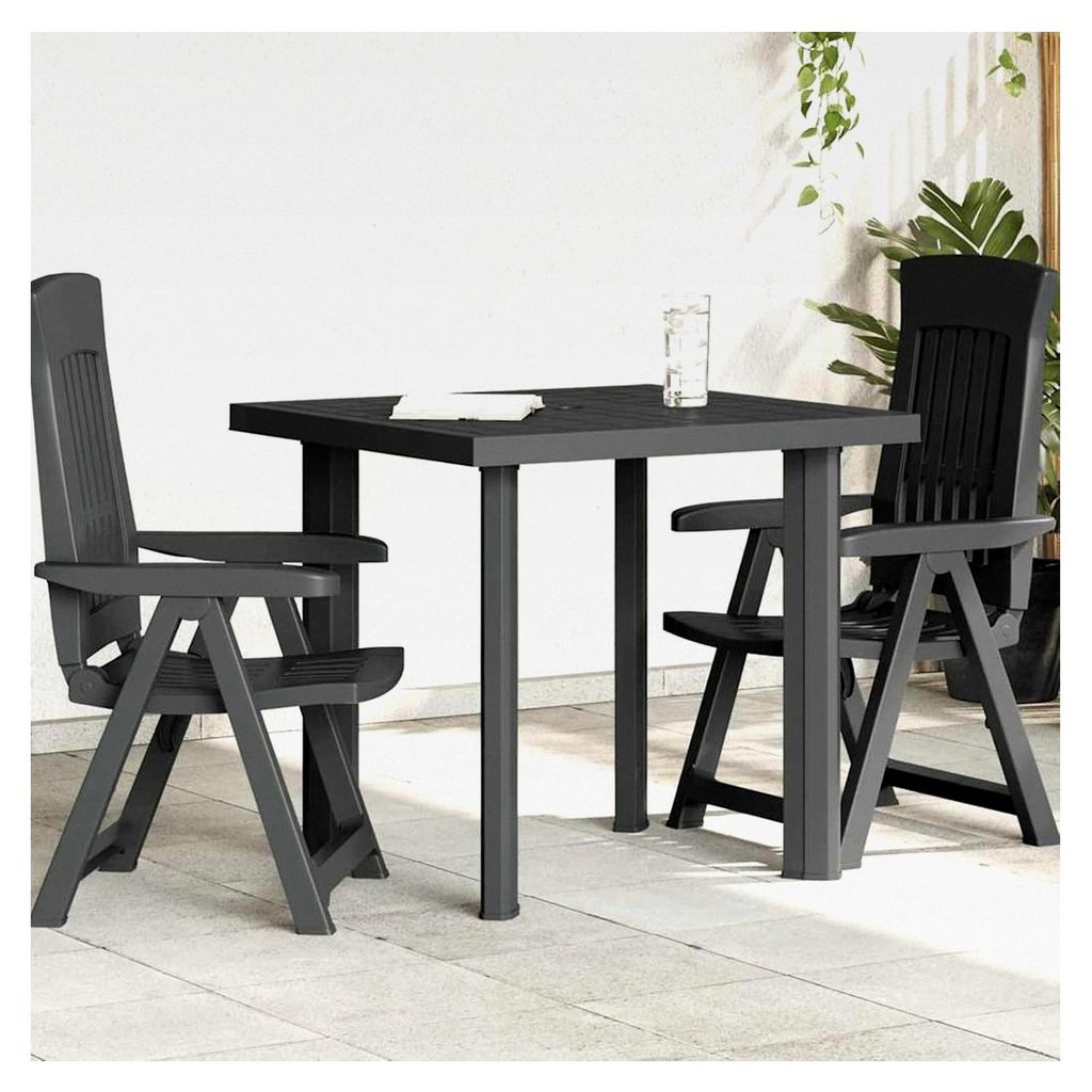 Gartentisch Anthrazit 80x75x72 cm Kunststoff, Kleiner Gartentisch für Terrasse, Bistro, Gartenparty, Balkon, Wohnzimmer