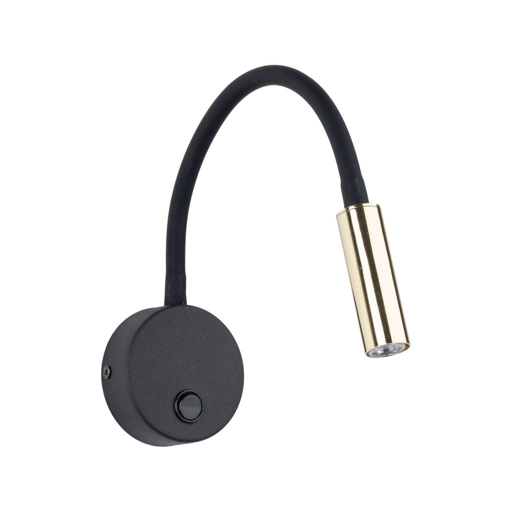 Wandlampe mit Schalter Metall Flexarm 45 cm hoch in Schwarz Gold G9 Wandleuchte