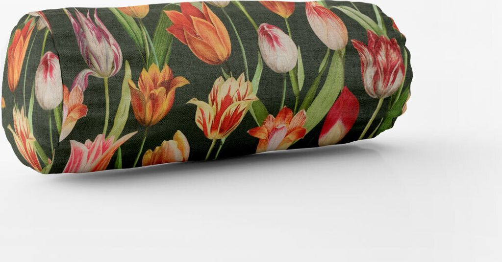 SCHÖNER LEBEN. Kissenhülle Outdoor Tulip Painting Tulpen grün rot Größe 15x40cm (ØxB) Nackenrolle 15x40cm (ØxB) Nackenrolle Größe