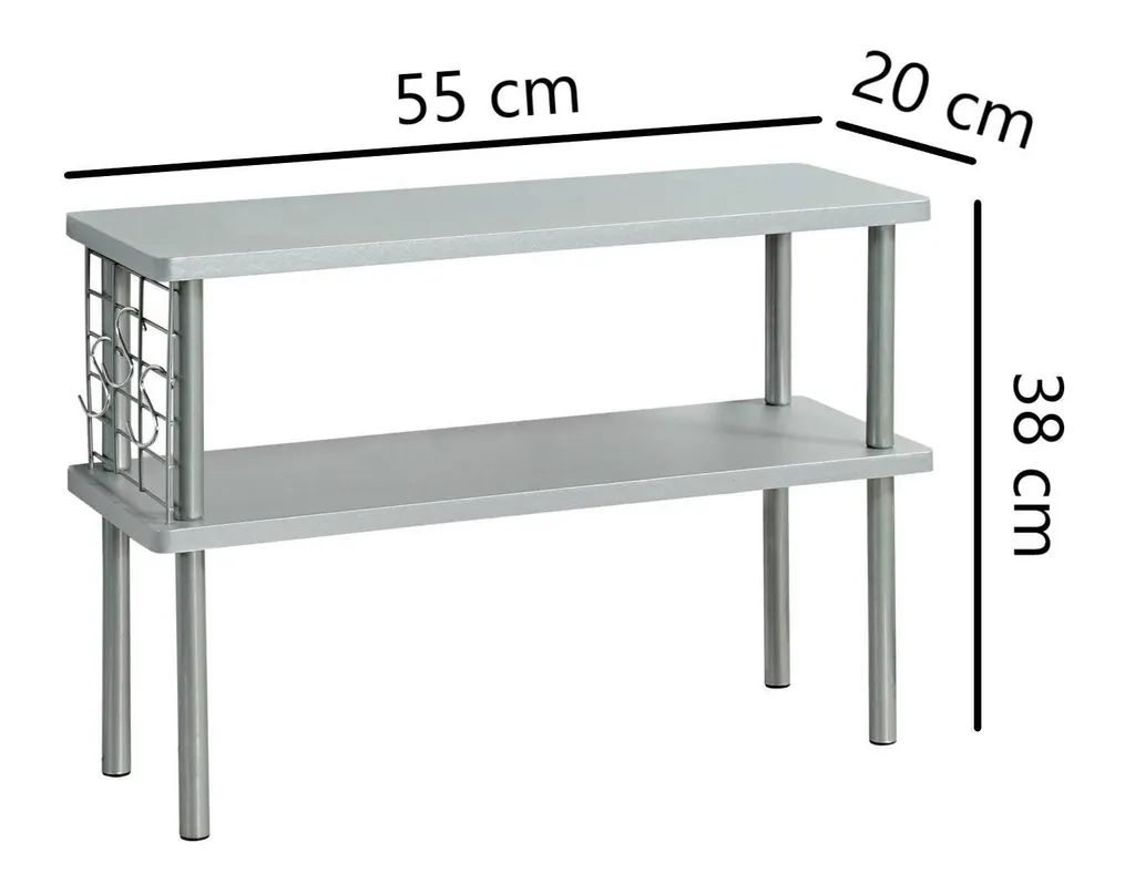Rangement de cuisine à 2 niveaux Kesper gris, étagère gain de place