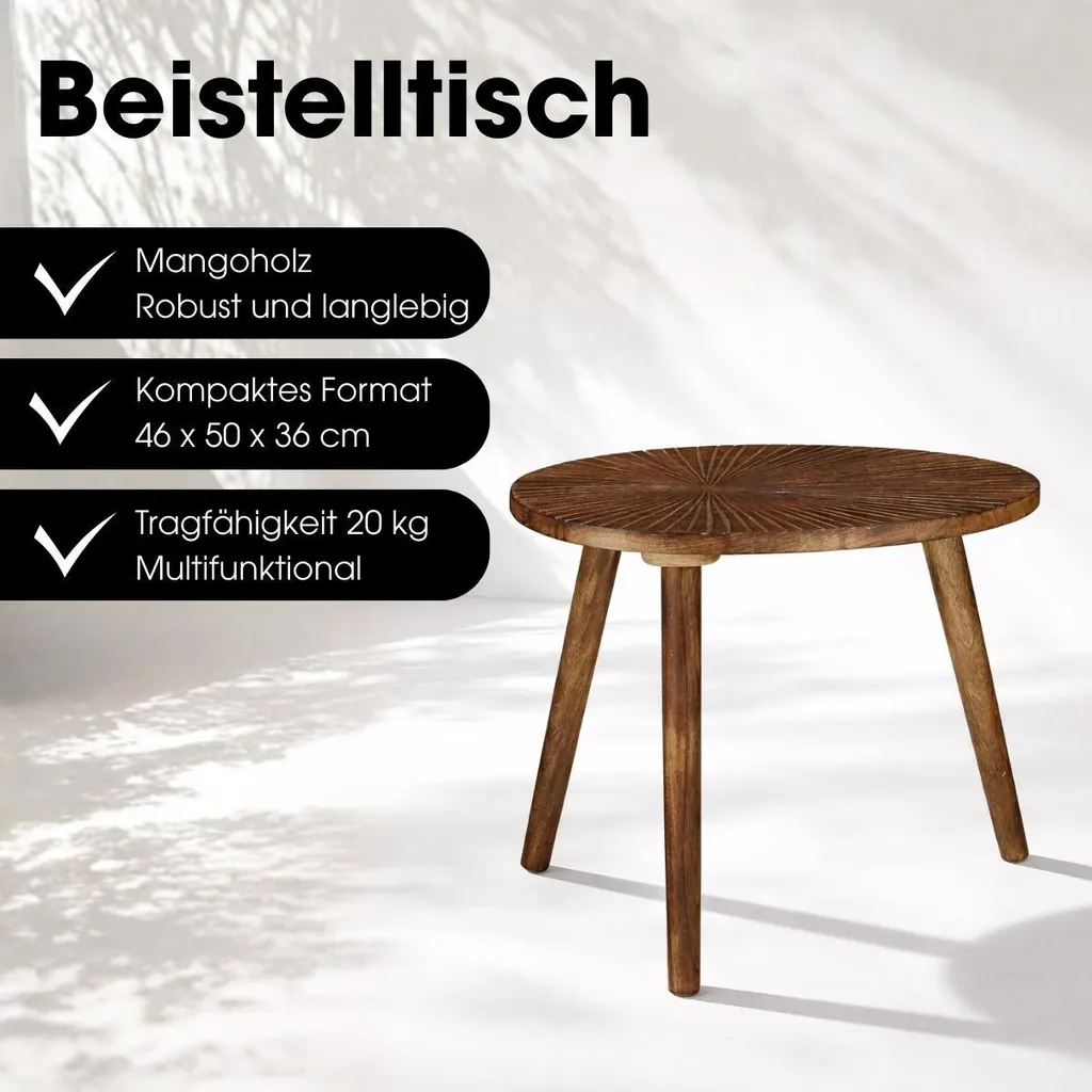 Table d'appoint compacte en manguier pour optimiser les petits espaces