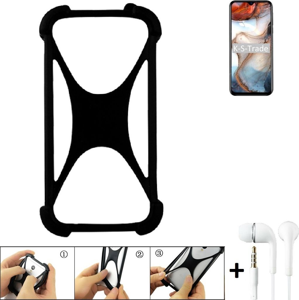 K-S-Trade Handy-Hülle + headphones kompatibel mit Blackview A60 Plus Schutz-Hülle Bumper Silikon Cover Case Silikoncase Silikonbumper TPU Softcase