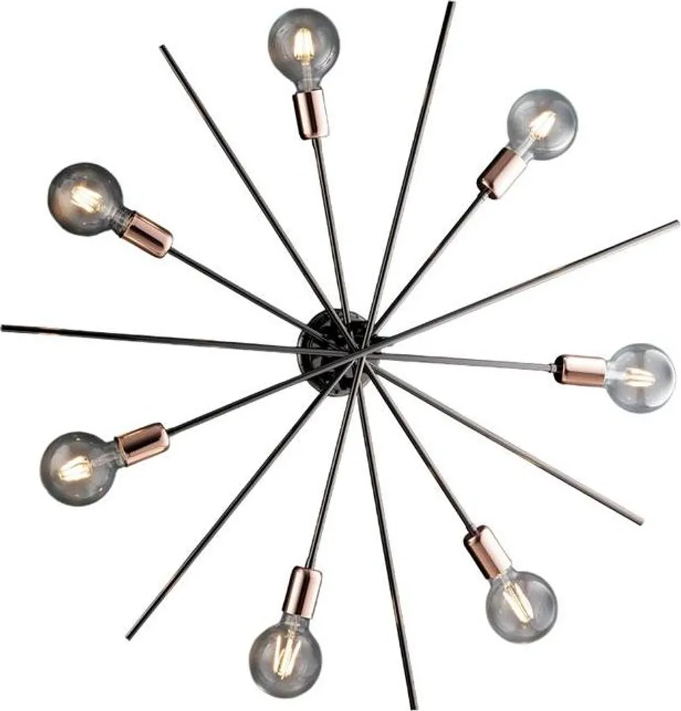 Plafonnier Salon Chic Noir et Cuivre 7 Feux Bloom pour Grand Espace