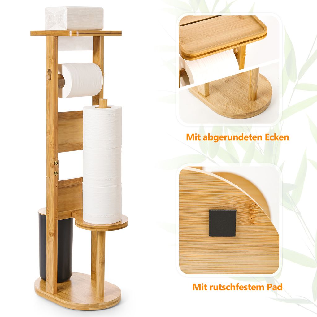 Yorbay Bambus WC-Garnitur mit Halter & Ablage