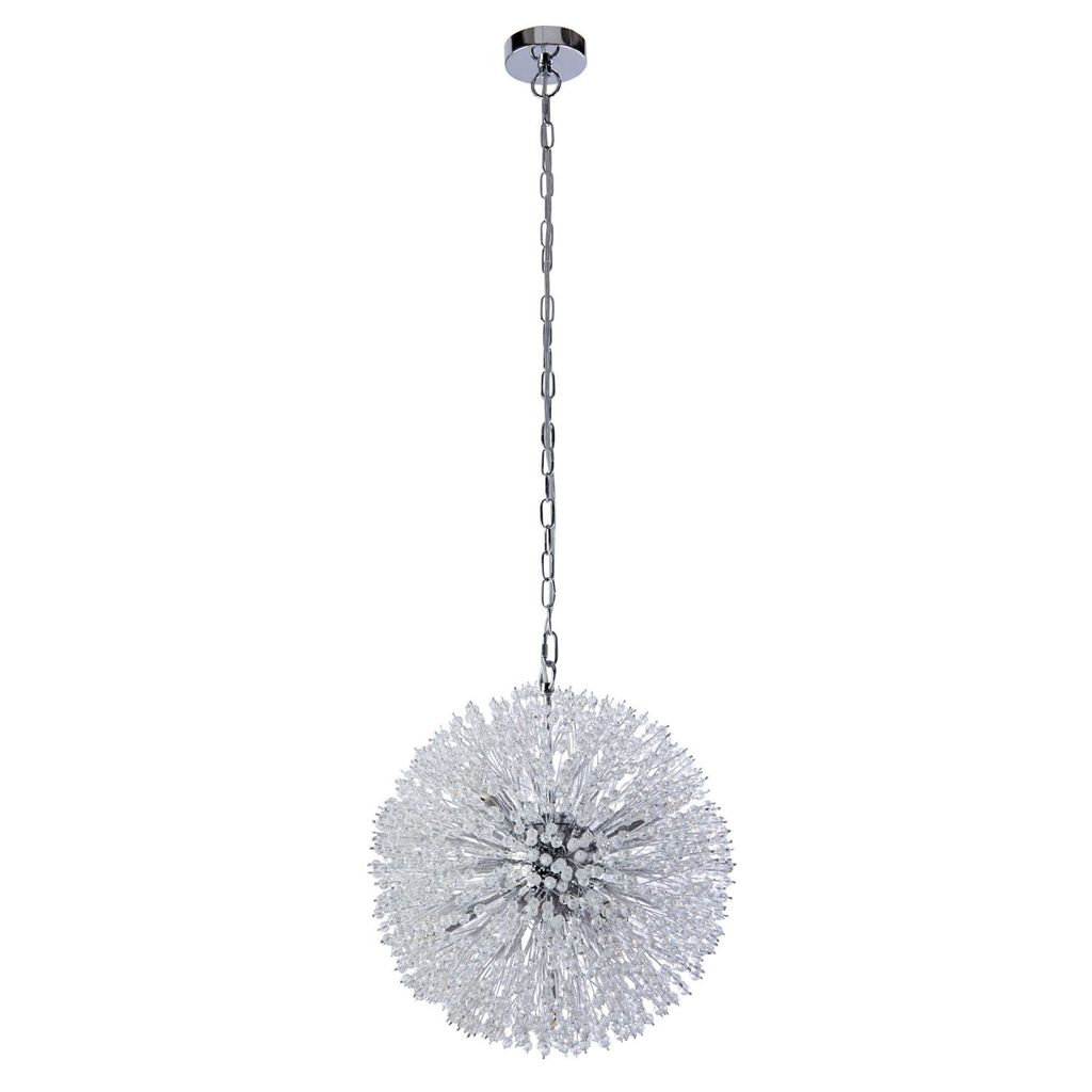 Pendelleuchte Metall Glas Ø 40 cm rund H: max. 150 cm Chrom G9 Modern Hängeleuchte