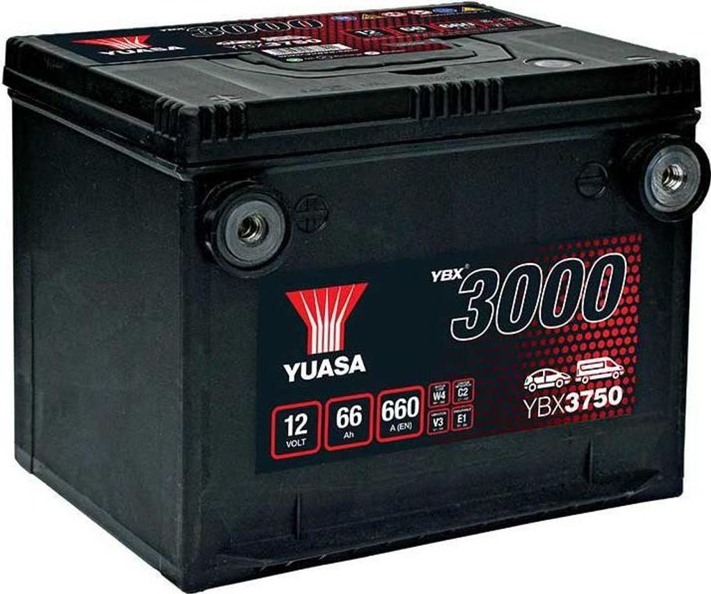 Yuasa 12v 66ah/660a Ybx3000 Smf L+ Autobatterie Schwarz  Produktbild 