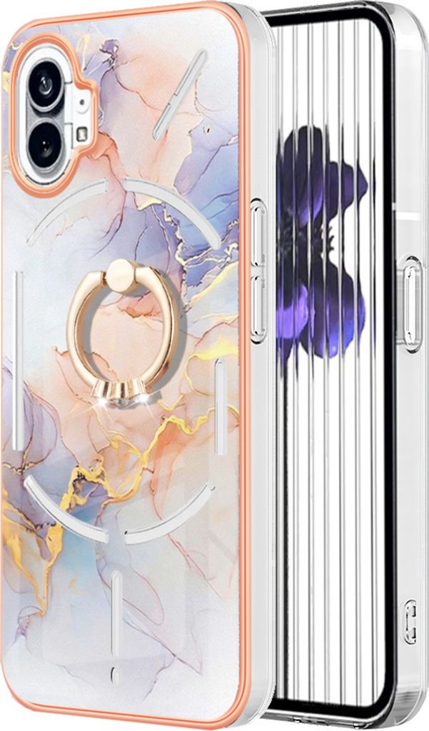 Hülle für Nothing Phone (1) Muster TPU Silikon Stoßdämpfer Bumper Schutzhülle mit Ring Ständer Grau