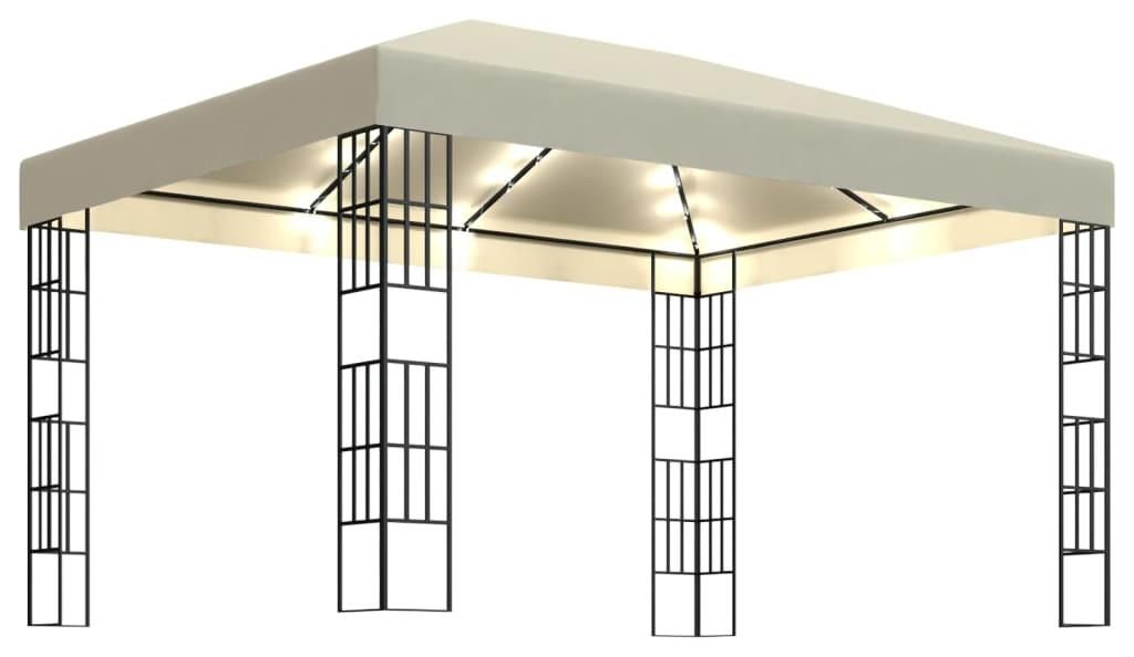 vidaXL Pavillon mit LED-Lichterkette 3x4 m Cremeweiß