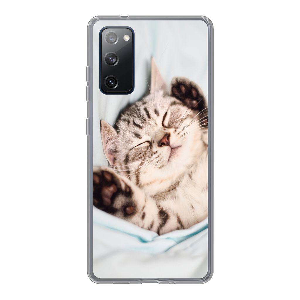 MuchoWow Handyhülle Schutzhülle Hülle für Samsung Galaxy S20 FE Kätzchen - Bett - Pfoten - Mädchen - Kinder - Kinder - Kind Silikon Softcas...