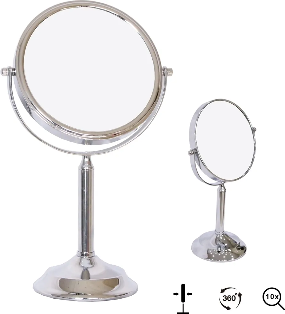 Specchio Trucco 10x Professionale 16cm | Design Cromato Ruotabile 360°